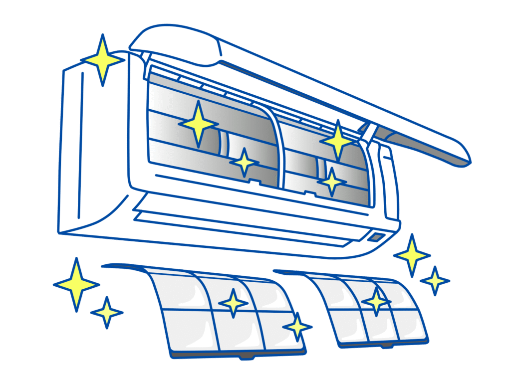 きれいなエアコンのイラストイメージ