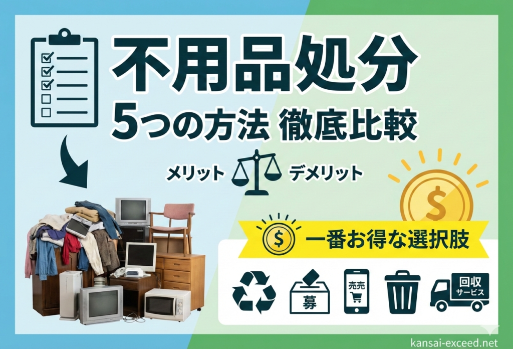 【徹底比較】不用品処分の5つの方法（メリット・デメリット）と一番お得な選択肢