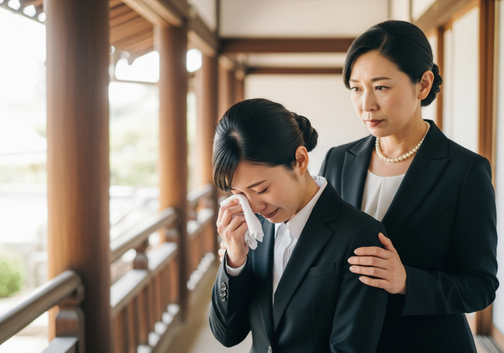葬儀で悲しみにくれる家族イメージ